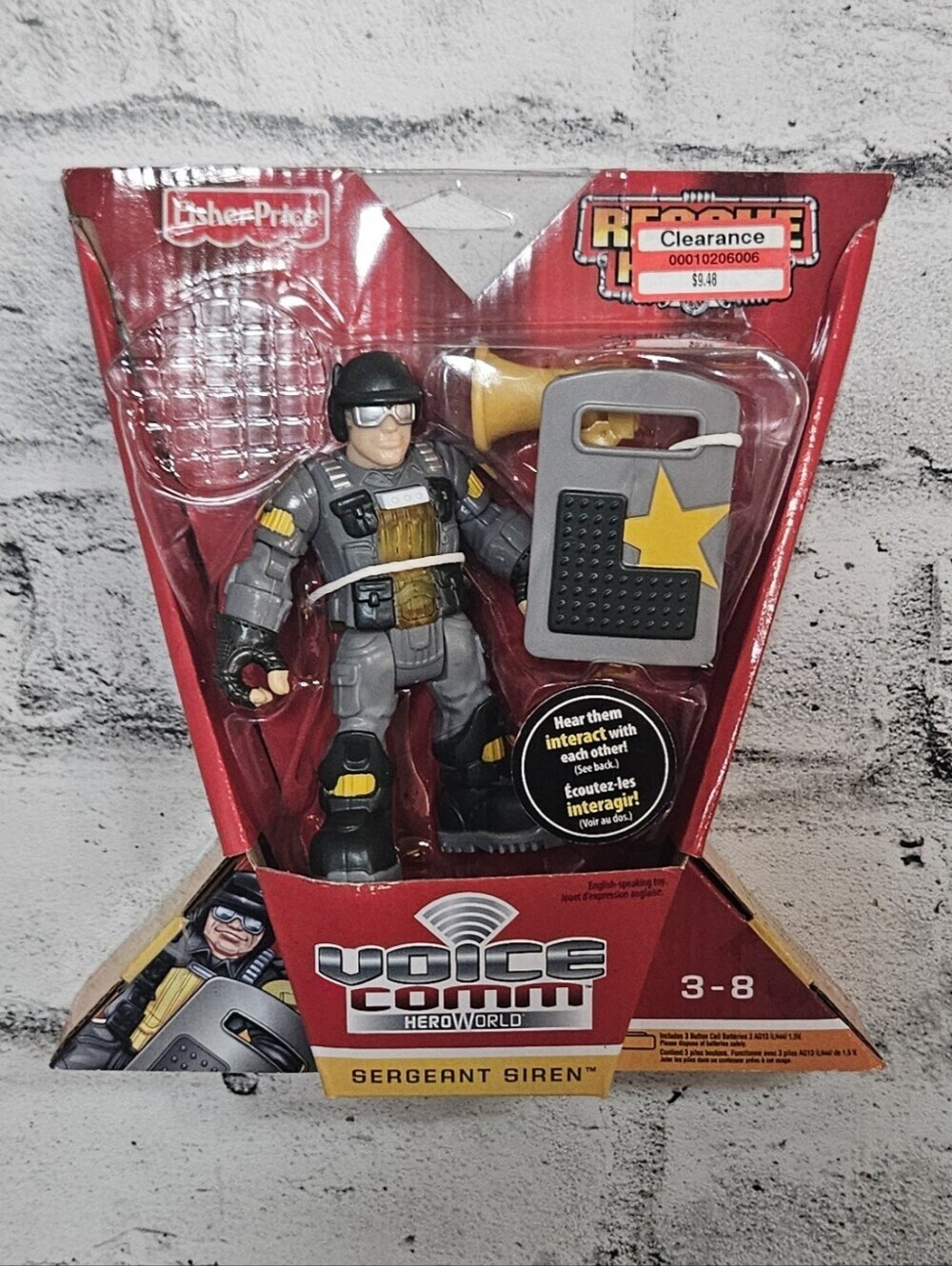 Fisher Price Rescue Heroes Voice Comm Sergeant Siren Figure New In Package